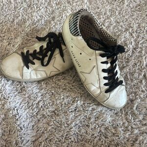 Golden Goose White Athletic Shoes with Black Accents